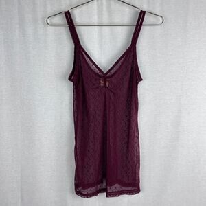 Vintage Hollister Top Y2K Sheer Mesh Lace Floral Cami Whimsigoth Vamp Romantic
